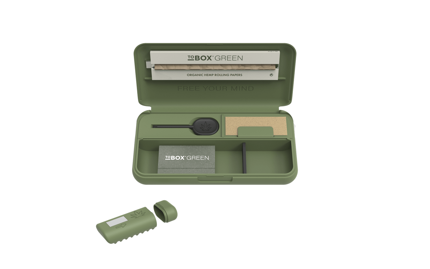 Tobox Green All-In-One Pocket Size Smell-Proof Stash Box Rolling Kit